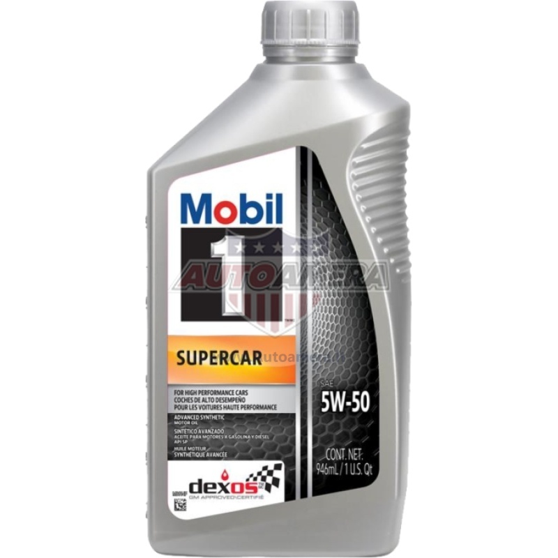 OIL,ENG SUPERCAR 5W-50 MOBIL 1 1 Quart, 5W-50 Dexos R
